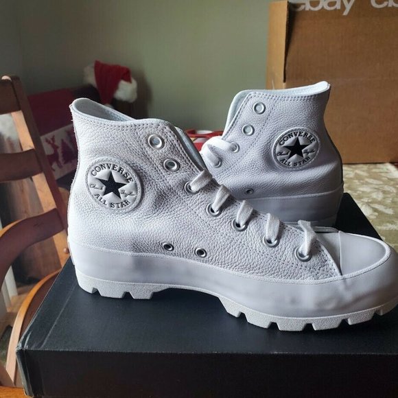 Women's Converse Lugged LEATHER Chuck Taylor All Star - White - Picture 2 of 2